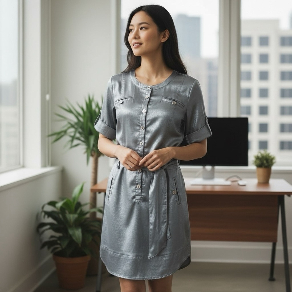 Ruscoe Metallic Silver Dress #112
